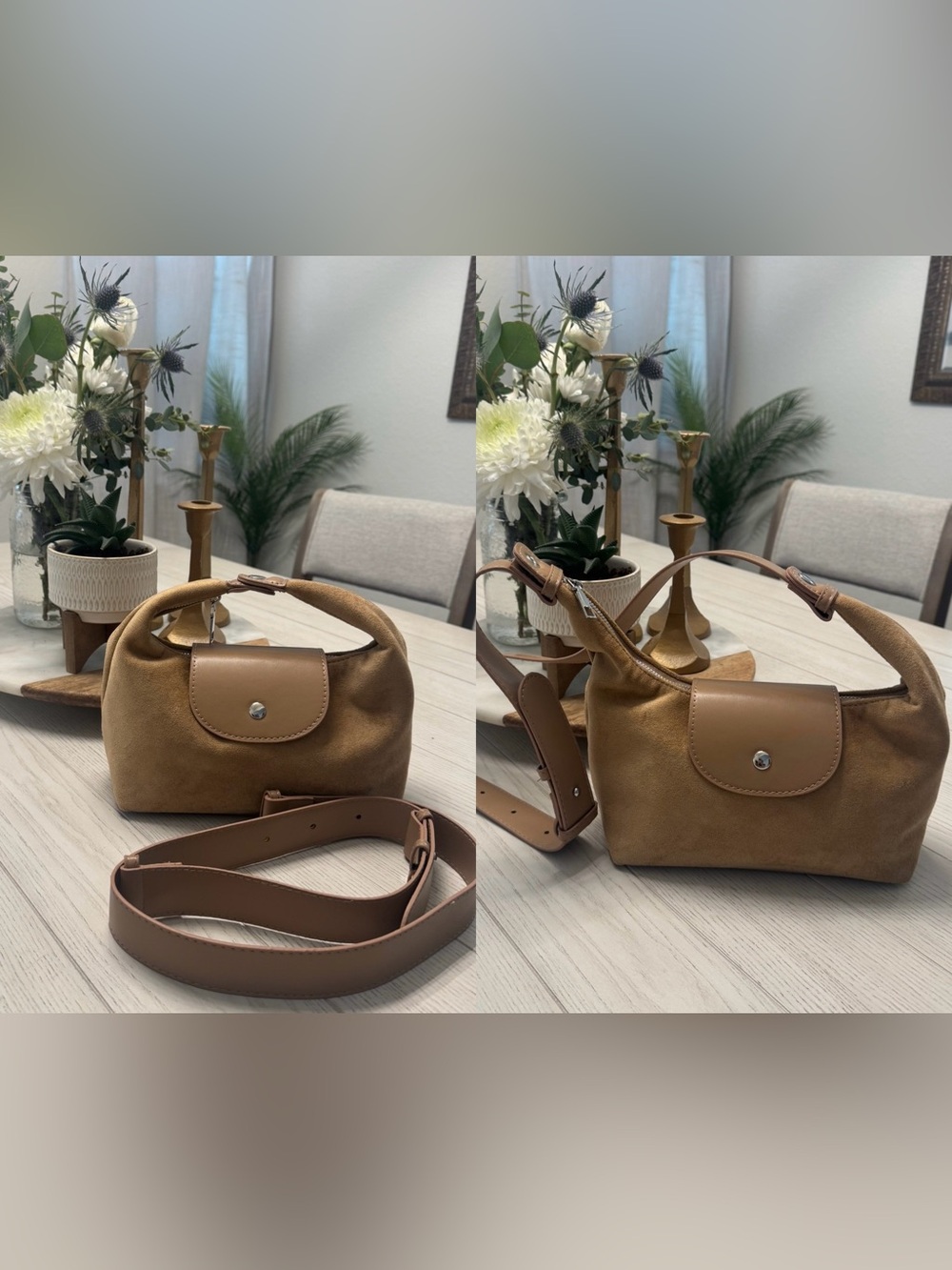 Women’s Tan Suede Shoulder Bag - Classic Everyday Tote